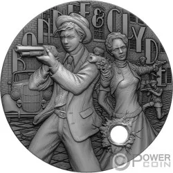 BONNIE AND CLYDE the Gangster 2 Oz Серебро Монета 5$ Ниуэ 2022