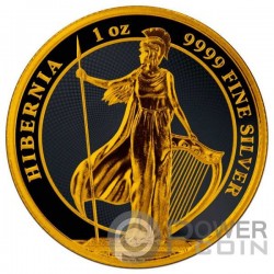 HIBERNIA Black Platinum Ирландия 1 Oz Серебро Монета 2$ Tokelau 2022