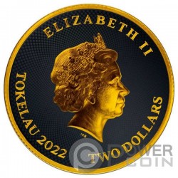 HIBERNIA Black Platinum Ирландия 1 Oz Серебро Монета 2$ Tokelau 2022