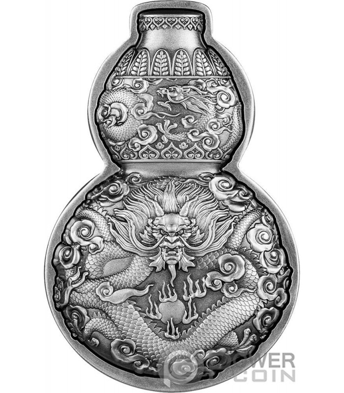DRAGON HULU BOTTLE GOURD 1 Oz Silver Coin 5000 Francs Chad 2023 DRAGON HULU BOTTLE GOURD 1 Oz Silver Coin 5000 Francs Chad 2023