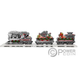 SANTA EXPRESS Set 3 Посеребрённая монета 1/2 Dollar Фиджи 2022