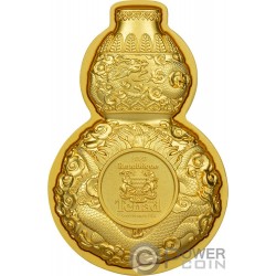 DRAGON HULU BOTTLE GOURD Gilded 1 Oz Монета Серебро 5000 Франков Чад 2023