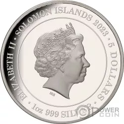 RABBIT Кролик Lunar Year 1 Oz Монета Серебро 5$ Соломоновы Острова 2023
