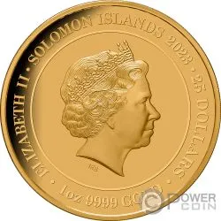 RABBIT Кролик Lunar Year 1 Oz Монета Золотая 25$ Соломоновы Острова 2023