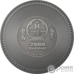 VAIROCHANA BUDDHA MANDALA Archeology Symbolism Antiqued 3 Oz Серебро Монета 2000 Тогрог Монголия 2022