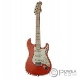 FENDER Stratocaster Guitar Fiesta Red Chitarra 1 Oz Moneta Argento 2$ Solomon Islands 2022