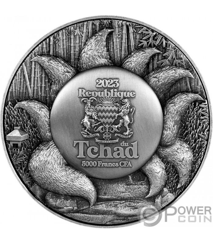 NINE TAILED FOX 1 Oz Silver Coin 5000 Francs Chad 2023
