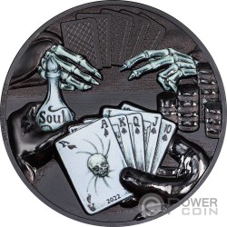 DARK ROYAL FLUSH You Can't Cheat Death 3 Oz Moneta Argento 20$ Palau 2022