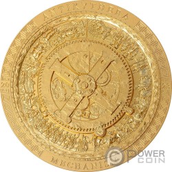 ANTIKYTHERA MECHANISM Gilded Archeology Symbolism Antiqued 3 Oz Moneta Argento 20$ Cook Islands 2023