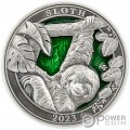 SLOTH Colours of Wildlife 3 Oz Silver Coin 5$ Barbados 2023