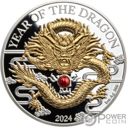 DRAGON Perle Eau Douce Chinese Lunar Year 1 Oz Monnaie Argent Coin 20 Vatu Vanuatu 2024