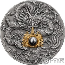 BLACK PEARL AND DRAGON Divine Pearls 2 Oz Monnaie Argent 5$ Niue 2023