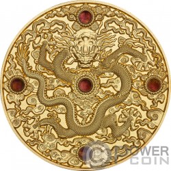 CHINESE DRAGON ART Gilded 2 Oz Moneda Plata 5$ Niue 2023