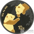 CHINA PANDA Gold Black Empire Moneta Argento 10 Yuan China 2023