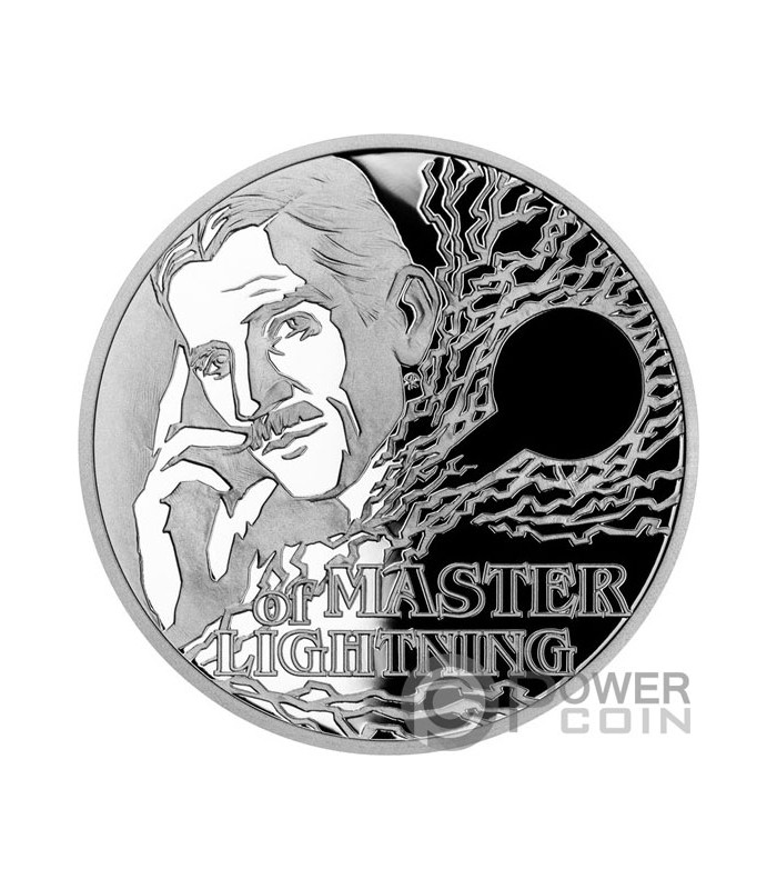 MASTER OF LIGHTNING Nikola Tesla 1 Oz Monnaie Argent 1$ Niue 2023