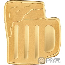 BEER MUG Special Shape Gold Coin 1$ Palau 2023