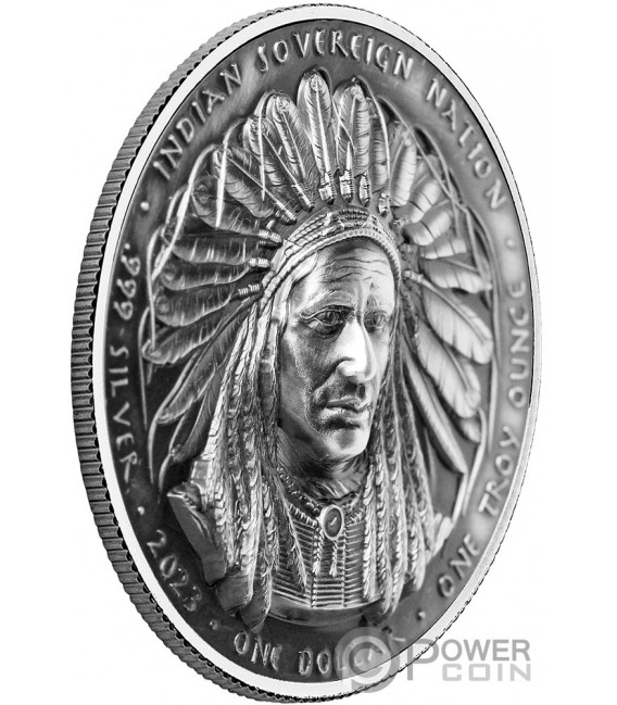 CRAZY HORSE Antique 1 Oz Silver Coin 1$ Sioux Nation 2023