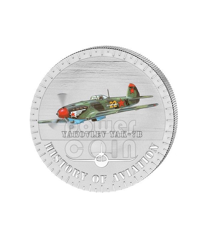 YAKOVLEV YAK-7B History of Aviation Airplane Fighter Aircraft Silver Coin  5000 Francs Burundi 2014