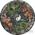 DOUBLE DRAGON DOUBLE TIGER 5 Oz Silber Münze 5$ Tuvalu 2023