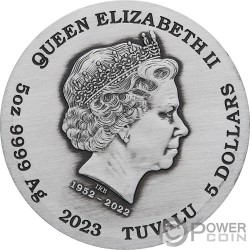 FU LU SHOU 5 Oz Серебряная монета 5$ Тувалу 2023