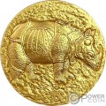 RHINOCERUS Albrecht Durer Gilded Monnaie Argent 2$ Palau 2023