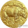 RHINOCERUS Albrecht Durer Gilded Silver Coin 2$ Palau 2023