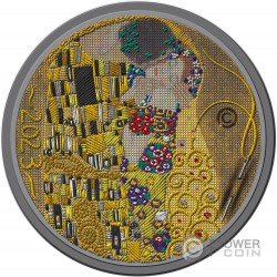 KISS Gustav Klimt Fine Embroidery Art 3 Oz Moneda Plata 20$ Palau 2023