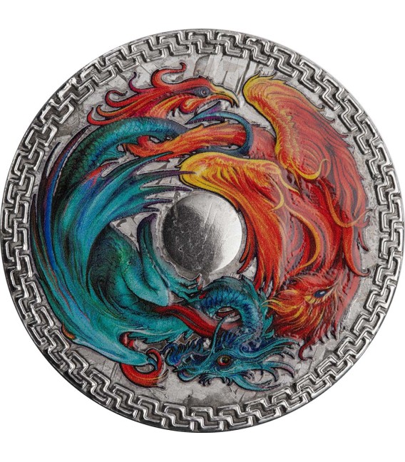 PHOENIX AND DRAGON 1 Oz Mетеорит Mонета 1$ Tokelau 2022