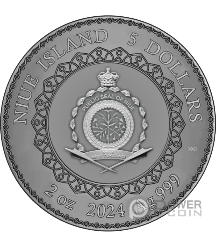 DRAGON Mandala Art 2 Oz Silver Coin 5$ Niue 2024