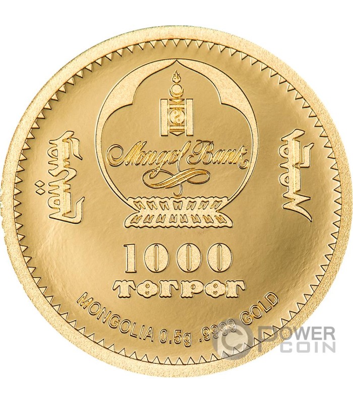 GOLDEN NIMRAVIDAE Evolution of Life Gold Coin 1000 Togrog Mongolia