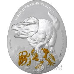 AURORACERATOPS RUGOSUS Dinosaurs in Asia 1 Oz Moneta Argento 2$ Samoa 2023