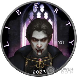 AMERICAN EAGLE DRACULA Vampires 1 Oz Moneda Plata 1$ USA 2023