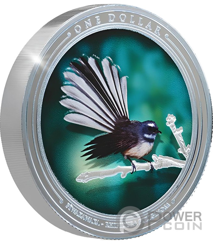 PIWAKAWAKA Rhipidura Fuliginosa 1 Oz Silver Coin 1$ New