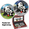 CHINA PANDA Night and Day Set Monedas Plata 10 Yuan China 2024