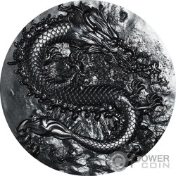 DRAGON FIRE Obsidian Black 5 Oz Серебро Монета 18888 Francs Чад 2024
