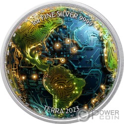 CYBER EARTH II Metaverse 1 Oz Silver Coin 2$ Niue 2023 CYBER EARTH II Metaverse 1 Oz Silver Coin 2$ Niue 2023