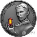 NIKOLA TESLA Bulb Inlay 80 Юбилей 2 Oz Серебро Монета 2000 Франков Камерун 2023