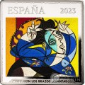 WOMAN WITH ARMS RAISED Picasso 50 Юбилеи Серебро Монета 50€ Euro Испания 2023
