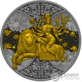 DURGA Hindu Religion Gilded 1 Oz Silver Coin 2000 Francs Cameroon 2023