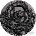 COILED DRAGON Obsidian Black 5 Oz Silver Coin 18888 Francs Chad 2024
