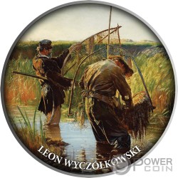 FISHERMEN by Leon Wyczółkowski Pride of Polish Painting Moneda Plata 500 Francos Cameroon 2023