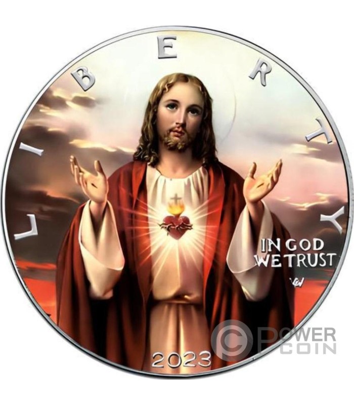 jesus christ sacred heart silver eagle 1 oz silver coin 1 usa 2023
