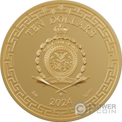 CHINESE DRAGON ART Gilded 5 Oz Серебро Монета 10$ Ниуэ 2024