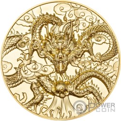 CHINESE DRAGON ART Gilded 5 Oz Серебро Монета 10$ Ниуэ 2024