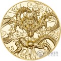 CHINESE DRAGON ART Gilded 5 Oz Moneta Argento 10$ Niue 2024