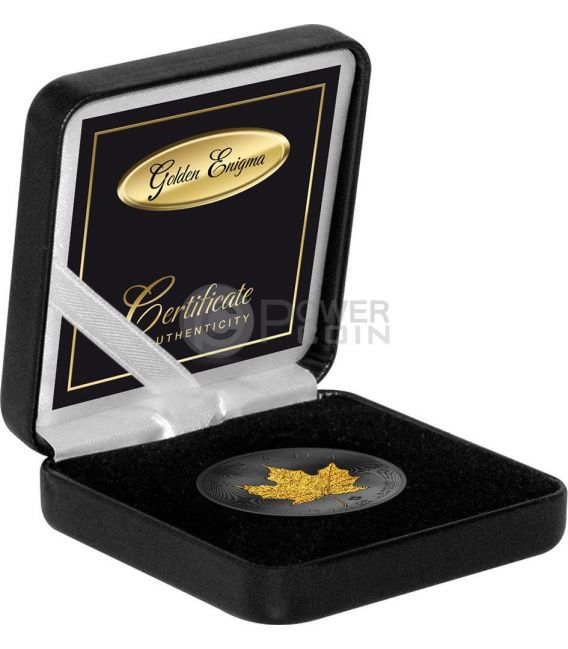 Canada 2015 1$ GOLDEN ENIGMA Black Ruthenium Maple Leaf 1oz Gilded Silver Coin 