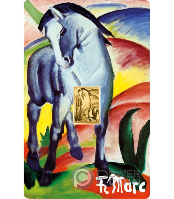 BLUE HORSE I Franz Marc 1/1000 Oz Moneda Oro 3000 Francs Chad