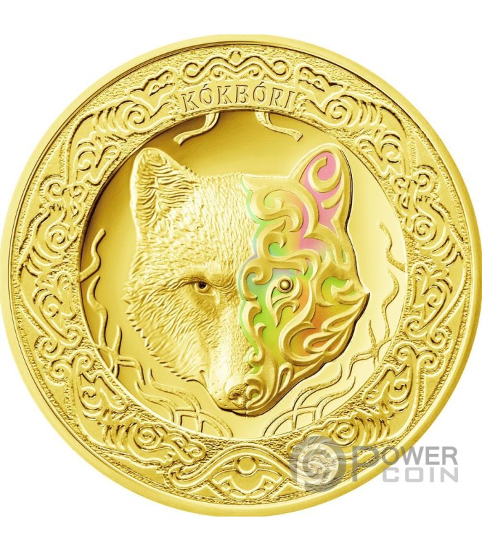 KOKBORI Sky Wolf 2 Oz Gold Coin 200 Tenge Kazakhstan 2023