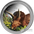 TRICERATOPS Prehistoric Life Coloured 1 Oz Серебро Монета 20 Франков Конго 2024