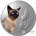 SIAMESE CAT Cat Breeds 1 Oz Silver Coin 1$ Niue 2024